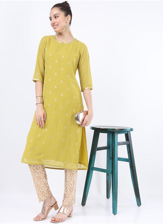 Vishudh Women Yellow Ethnic Motifs Printed Kurta by Styli  - Image 1