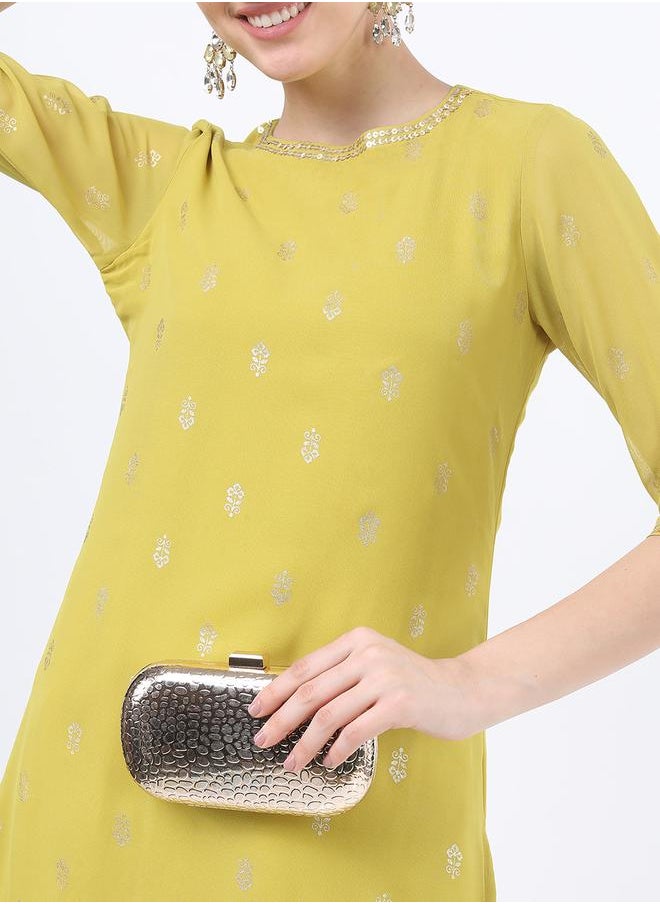 Vishudh Women Yellow Ethnic Motifs Printed Kurta by Styli  - Image 4