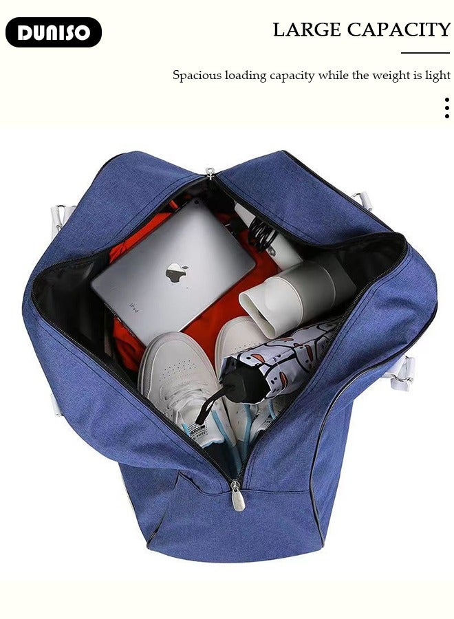 DUNISO حقيبة سفر 2 في 1 للرجال والنساء، حقيبة يد ذات سعة كبيرة مع قضيب سحب قابل للتعديل، حقيبة سفر محمولة متعددة الجيوب للسفر العملي - Image 5