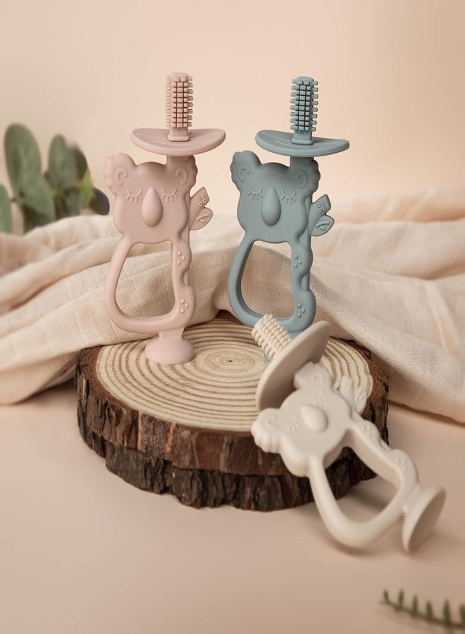 Onomie Teething Toy, Safe & Easy to Hold BPA Free Silicone Teethers, 360° Baby Toothbrush with Suction Base, Teether Toys Best for Babies 6-12 Months (Koala Pink) - Image 5