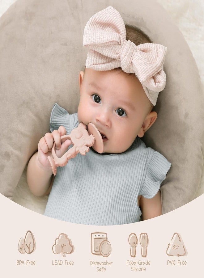 Onomie Teething Toy, Safe & Easy to Hold BPA Free Silicone Teethers, 360° Baby Toothbrush with Suction Base, Teether Toys Best for Babies 6-12 Months (Koala Pink) - Image 3