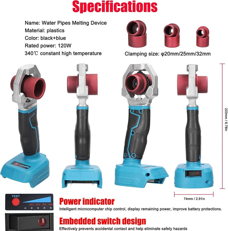 klarako PPR Welding Machine, High Efficiency Rechargeable Cordless Plastic Water Pipe Welder PPR Pipe Welding Machine Pipe Welding Tool with 20mm 25mm 32mm Heads - Image 1