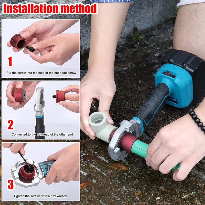 klarako PPR Welding Machine, High Efficiency Rechargeable Cordless Plastic Water Pipe Welder PPR Pipe Welding Machine Pipe Welding Tool with 20mm 25mm 32mm Heads - Image 2