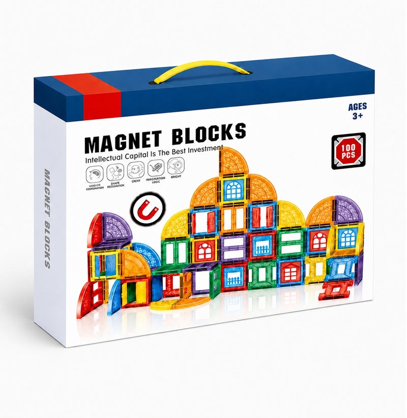 O2. Magnetic Building Tiles Set 100PCS – Colorful Magnetic Blocks Construction Toy for Kids Ages 3+ - Image 5