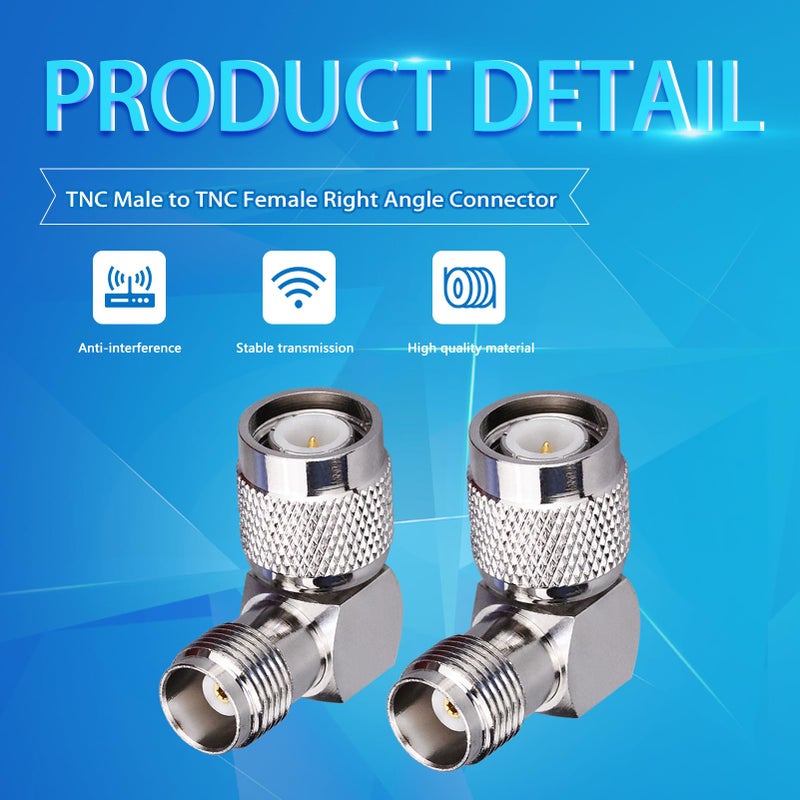 TUOLNK 2 Pack TNC Male to TNC Female Right Angle Connector 90 Degree Coax Adapter TNC L Type Connector RF Antenna Coaxial Adapter - Image 3