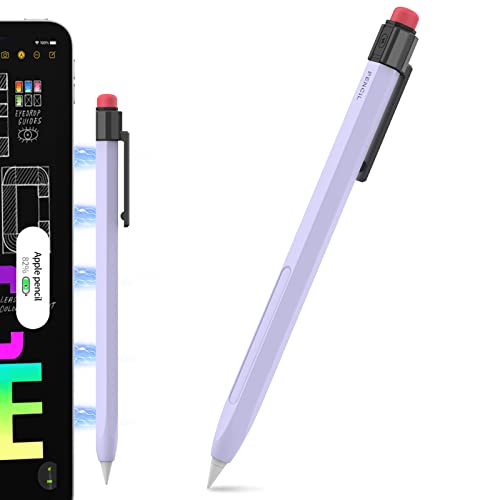 TRONWIN Apple Pencil Pro Case for 2nd Generation Sleeve Silicone Cover Perfect Grip Skin Classic Design with Sturdy Clip Compatible with Apple Pencil 2 for ipad pro (Lavender) - Image 1