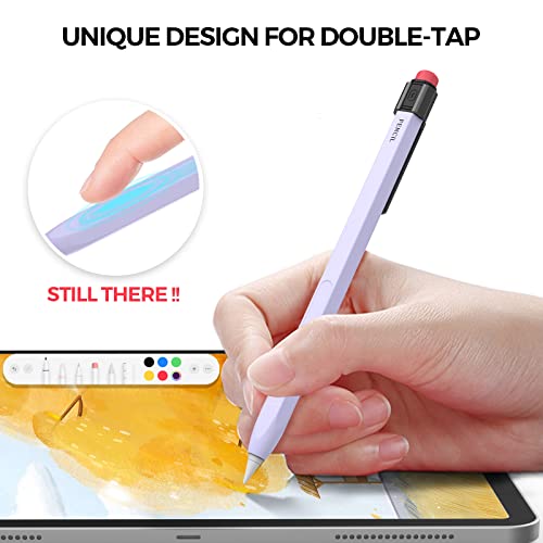 TRONWIN Apple Pencil Pro Case for 2nd Generation Sleeve Silicone Cover Perfect Grip Skin Classic Design with Sturdy Clip Compatible with Apple Pencil 2 for ipad pro (Lavender) - Image 4