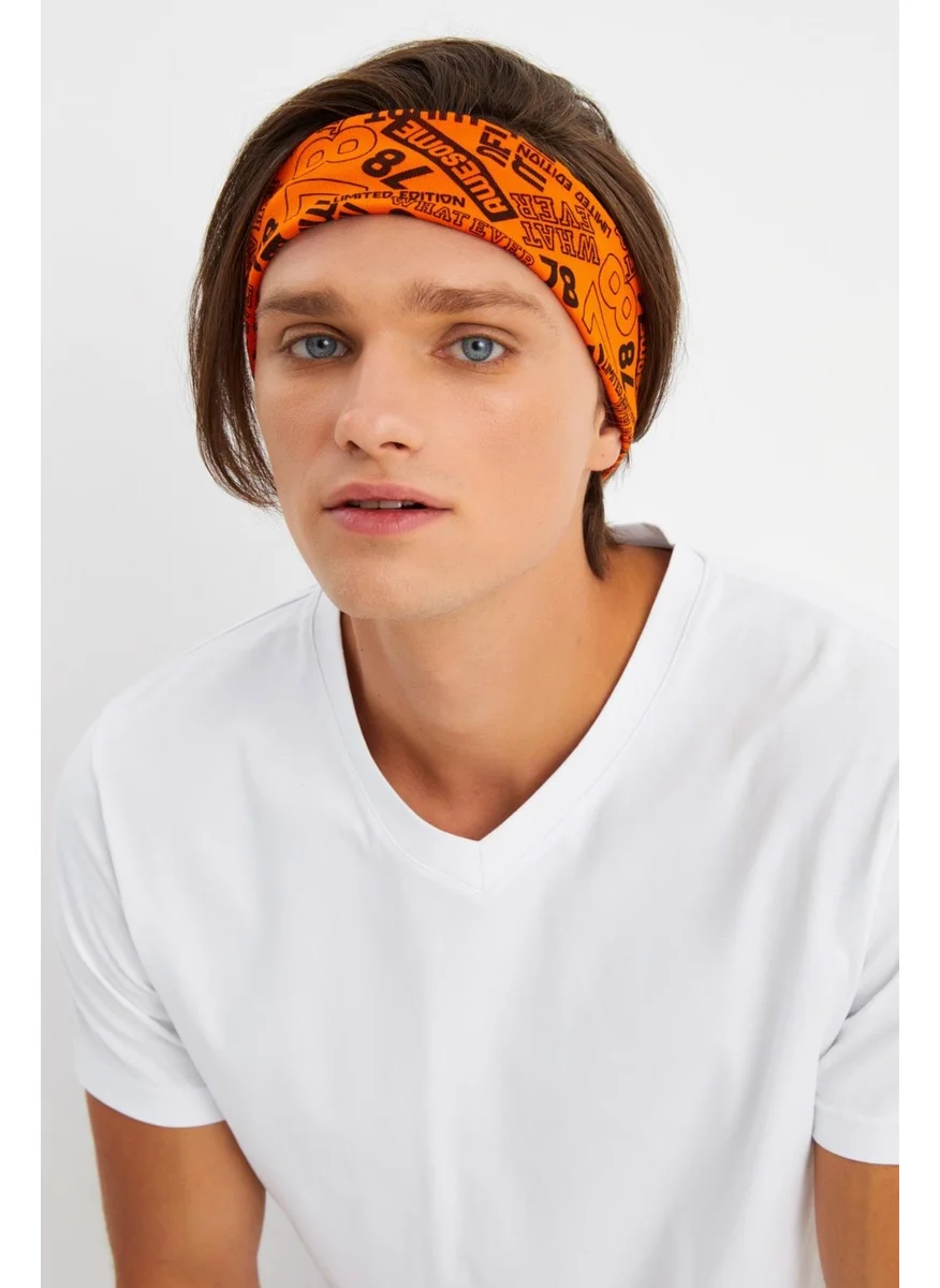 Butikgiz Orange Men's Cotton Combed Combed, Non-Slip, Sweatproof, Ultra Light, Sports Hair Band Bandana