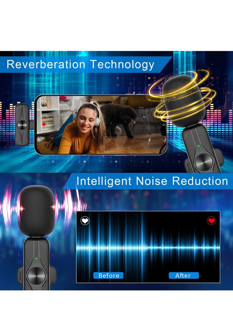 SYOSI - Wireless Lavalier Microphone, 2 Pack Plug-Play Wireless Mics for iPhone Android Laptop, 2.4G Ultra-Low Delay Built-In Noise Reduction Chip - Image 1