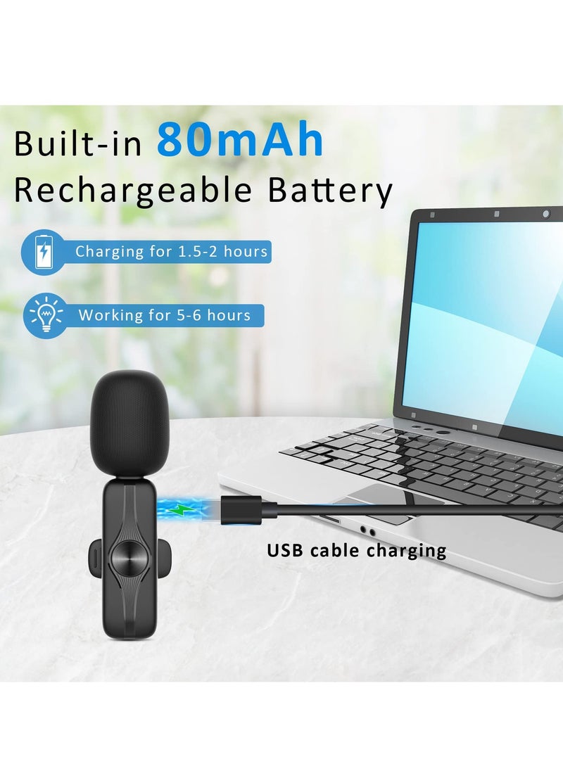SYOSI - Wireless Lavalier Microphone, 2 Pack Plug-Play Wireless Mics for iPhone Android Laptop, 2.4G Ultra-Low Delay Built-In Noise Reduction Chip - Image 1