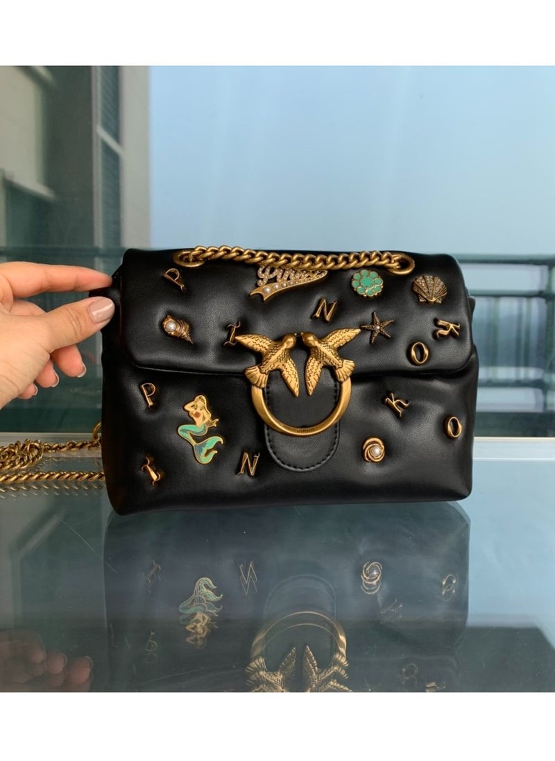 PINKO - Pinko Chain Badge Crossbody Shoulder Bag 22*16*5cm - Image 1