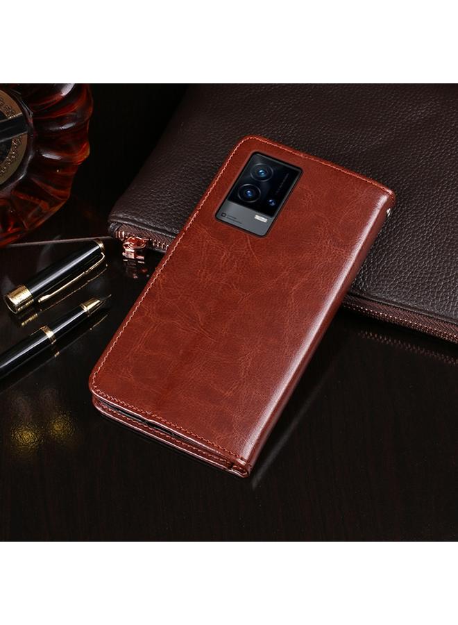 إيدويي جراب جلدي أفقي قابل للطي بتصميم Crazy Horse Texture مع حامل وفتحات للبطاقات ومحفظة لهاتف vivo iQOO 8 Pro - Image 3