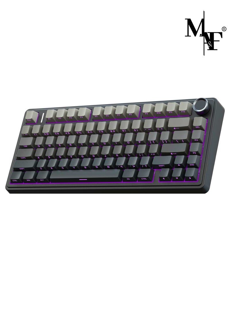 AULA F75 PRO Gaming Keyboard 75% Mechanical Keyboard Gasket Hot Swappable Custom Keyboard RGB Backlit with Five-Layer Padding, ide Printed PBT Keycaps Bluetooth/2.4GHz/USB-C, Mechanical Gaming Keyboard Hot Swappable, Knob, RGB, Reaper Switches Keyboard for Gamers(Gradient Black) - Image 1