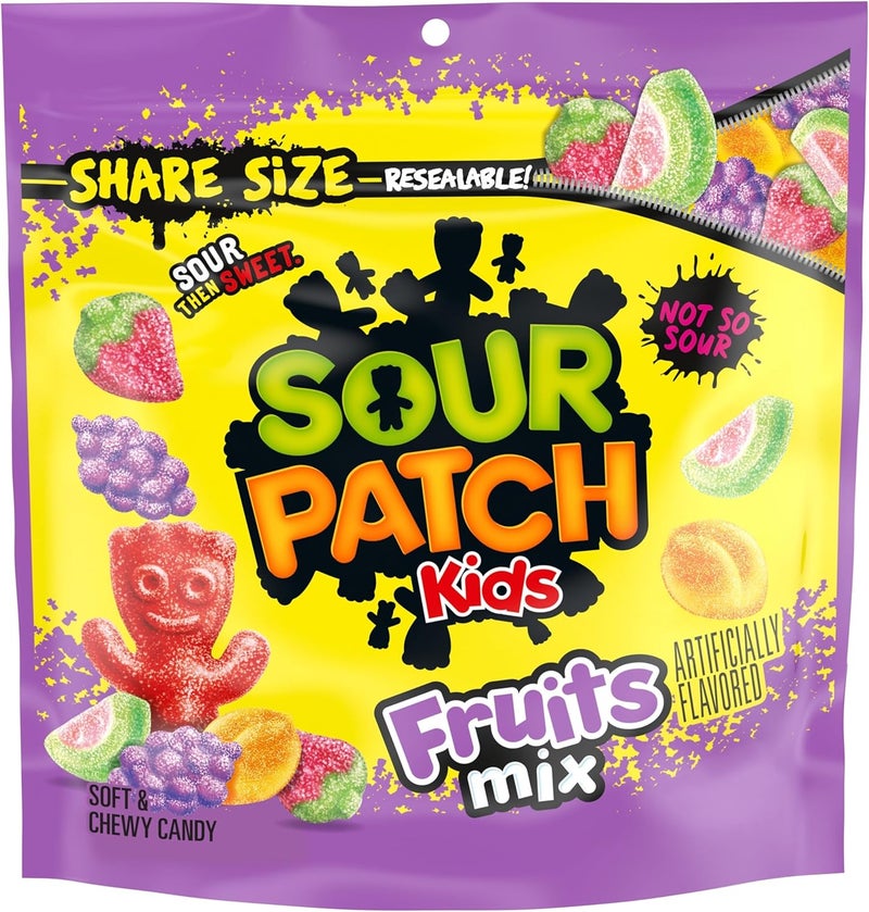 Sour Patch Kids حلوى SOUR PATCH KIDS مزيج الفواكه لينة ومطاطية، حجم للمشاركة، 11.03 أونصة - Image 1