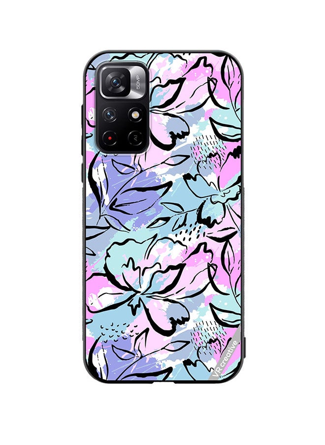 VR CREATIVE Protective Case Cover For Xiaomi Redmi Note 11T 5G Abstract Flowers Print Design Multicolour  - Image 1