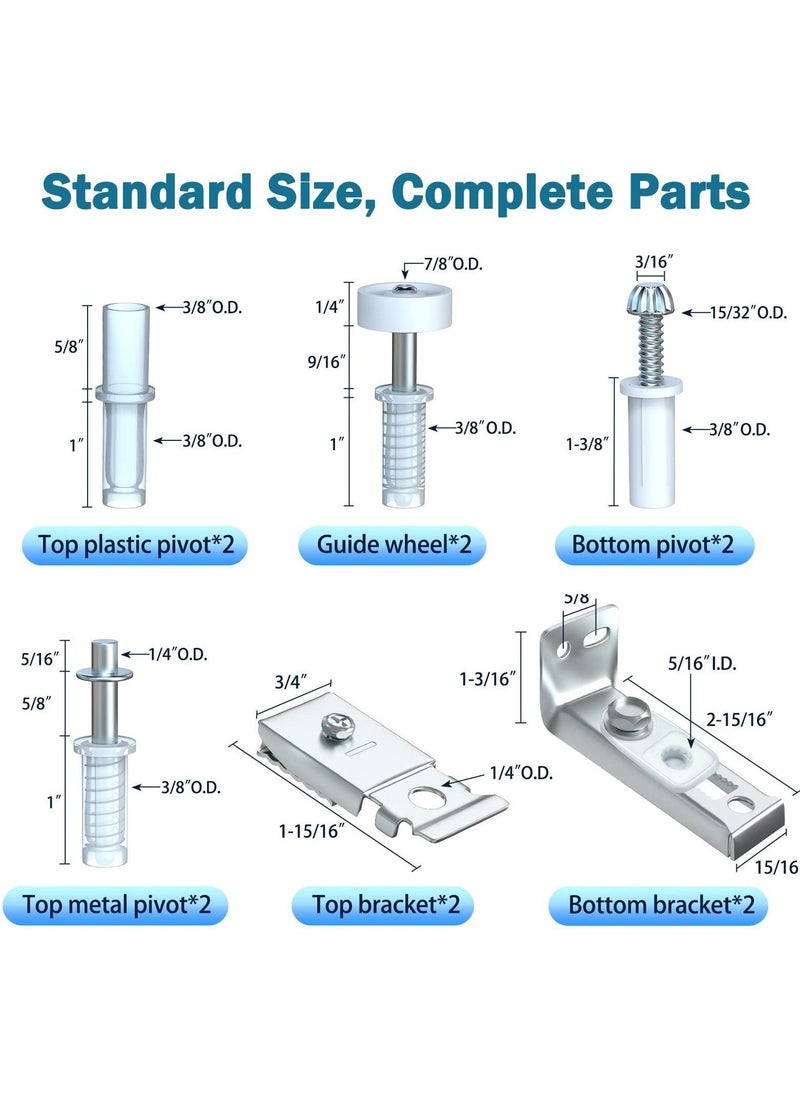 Generic 4 Pack Bifold Door Hardware Repair Kit, 7/8" Guides Wheel, Pantry Hardware Replacement Parts for Folding Pocket Door Accordion Door Barn Door  - Image 5