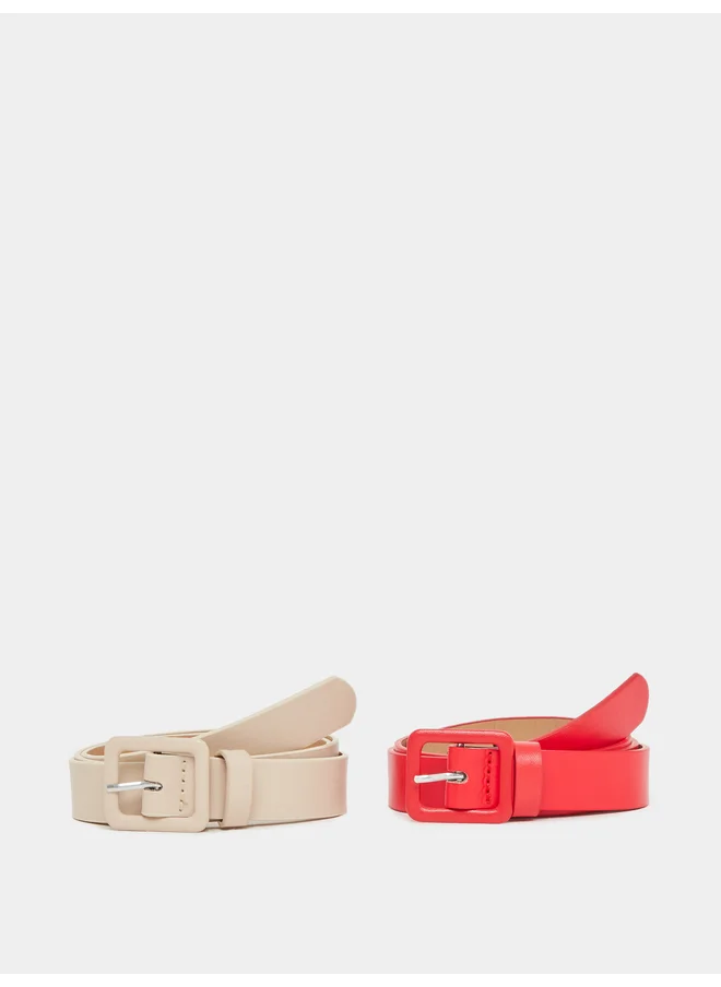 ستايلي Styli Set of 2 - Solid Tang Buckle Belt