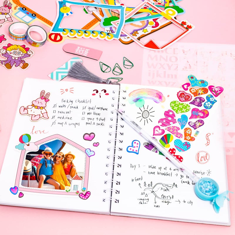 Arulis DIY Journal Kit, Gifts for Girls Age of 8 9 10 11 12 13 Years Old and Up, Girls Journal Set for Teen Decorate Her Planner/Organizer Birthday Gift Cute Art Crafts Scrapbook Stationary Kit - Image 3