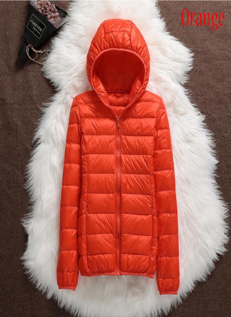 Eckek - Women Casual Windproof Parka White Duck Down Jacket Coat Hooded Warm Autumn Winter - Image 1