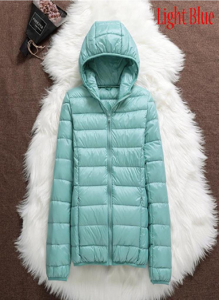 Eckek - Women Casual Windproof Parka White Duck Down Jacket Coat Hooded Warm Autumn Winter - Image 1