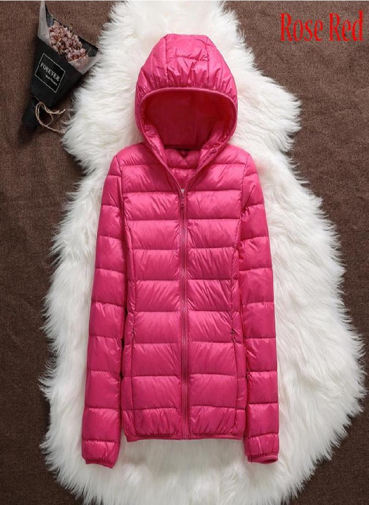 Eckek - Women Casual Windproof Parka White Duck Down Jacket Coat Hooded Warm Autumn Winter - Image 1