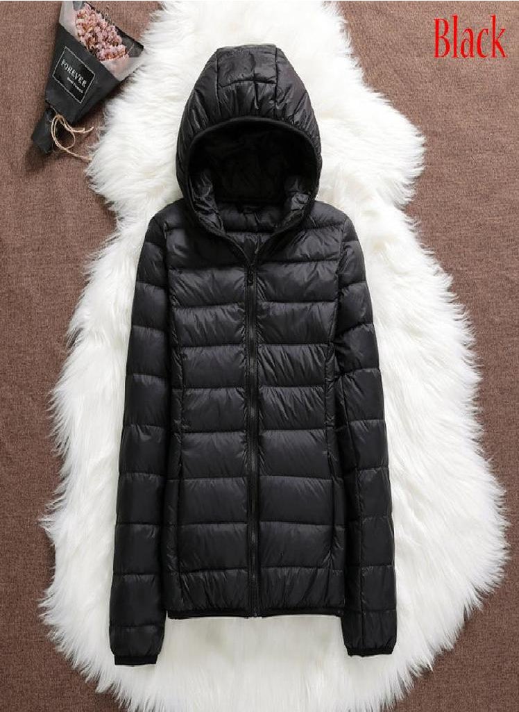 Eckek - Women Casual Windproof Parka White Duck Down Jacket Coat Hooded Warm Autumn Winter - Image 1