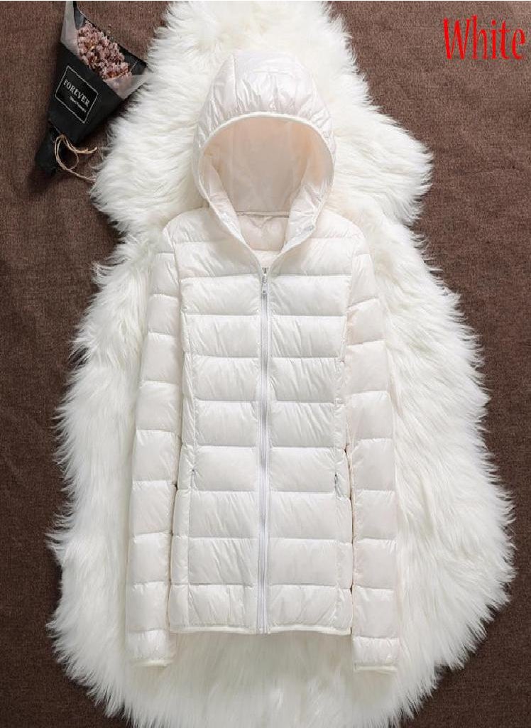 Eckek - Women Casual Windproof Parka White Duck Down Jacket Coat Hooded Warm Autumn Winter - Image 1