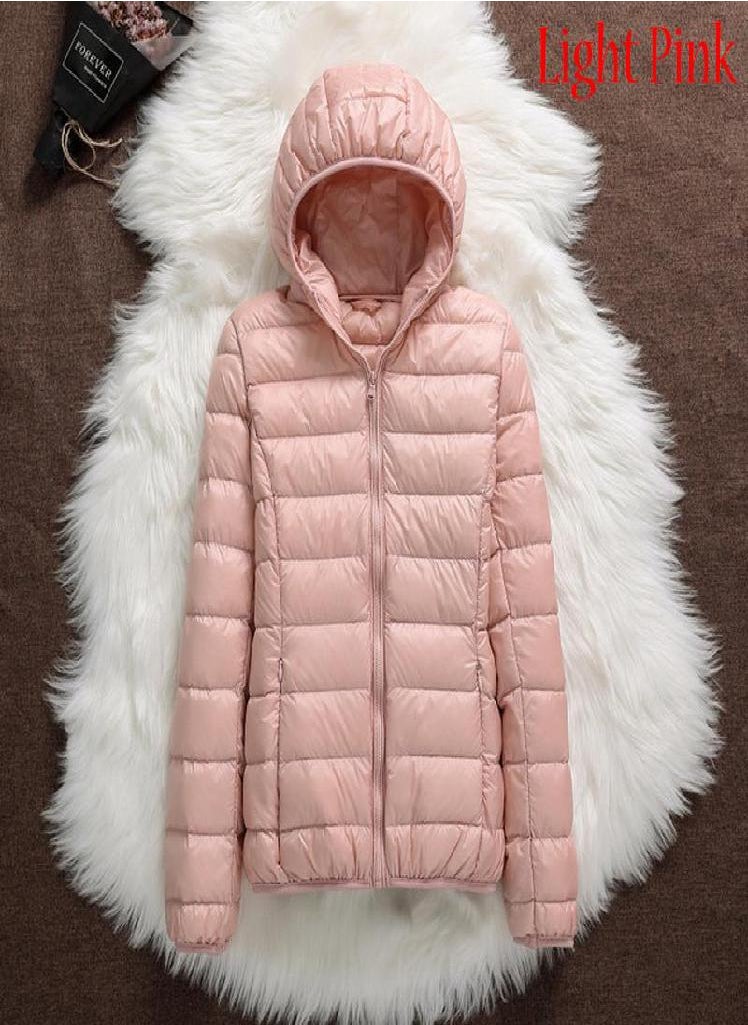 Eckek - Women Casual Windproof Parka White Duck Down Jacket Coat Hooded Warm Autumn Winter - Image 1