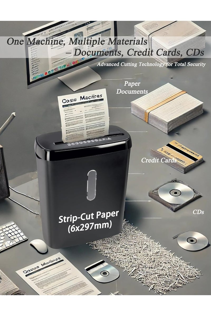 أوزيغالور ألة تمزيق ورق 12 لتر – تمزيق آمن لـ 8 أوراق في المرة – تدمر المستندات وبطاقات الائتمان والأقراص المدمجة – تمزيق عالي الأداء للمكتب - Image 3