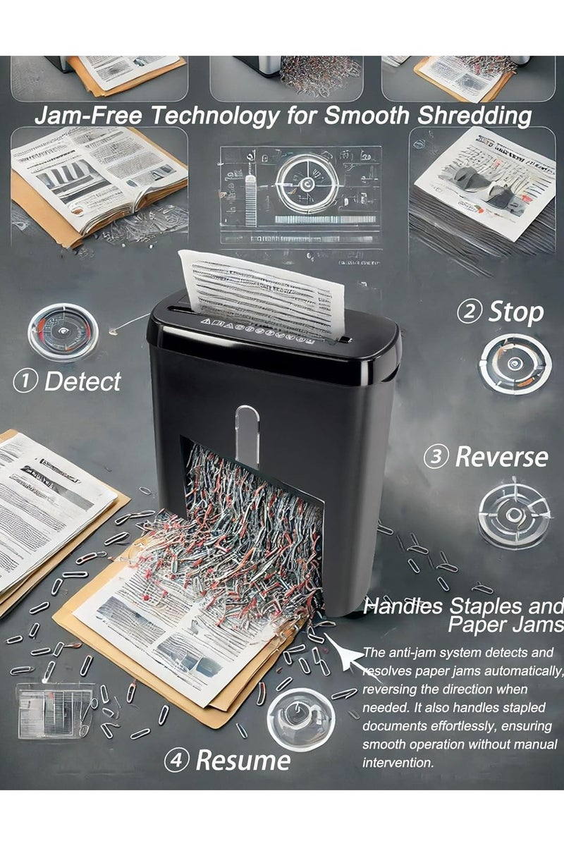 أوزيغالور ألة تمزيق ورق 12 لتر – تمزيق آمن لـ 8 أوراق في المرة – تدمر المستندات وبطاقات الائتمان والأقراص المدمجة – تمزيق عالي الأداء للمكتب - Image 5