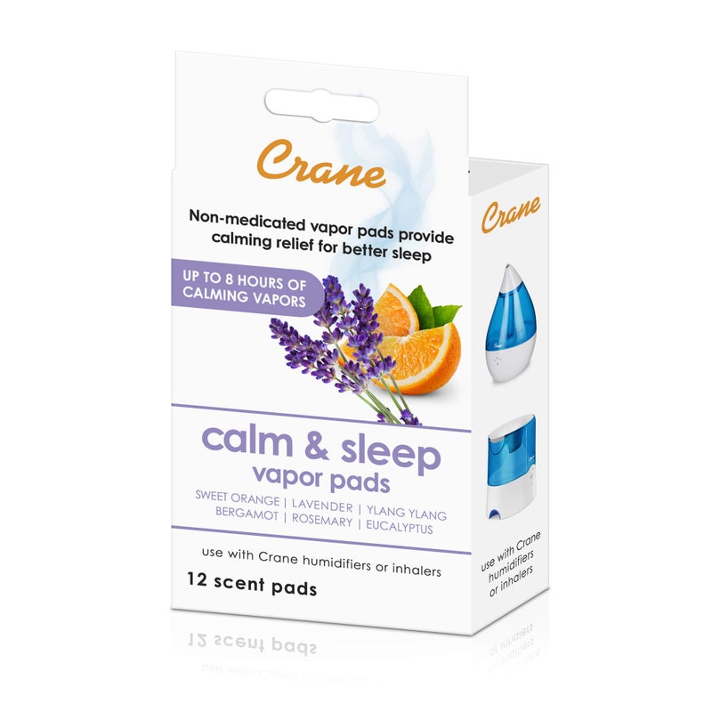 Crane Natural Lavender Orange Humidifier Pads with Calming Vapor Universal Fit for Humidifiers and Inhalers 12 Count