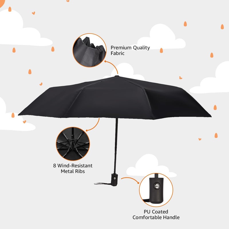 PRANIJ One-Click Auto Open/Close 3-Fold Travel Umbrella For Women, Men, & Kids, Sun & UV Protection Compact Lightweight Windproof Umbrella for Rain - Image 2