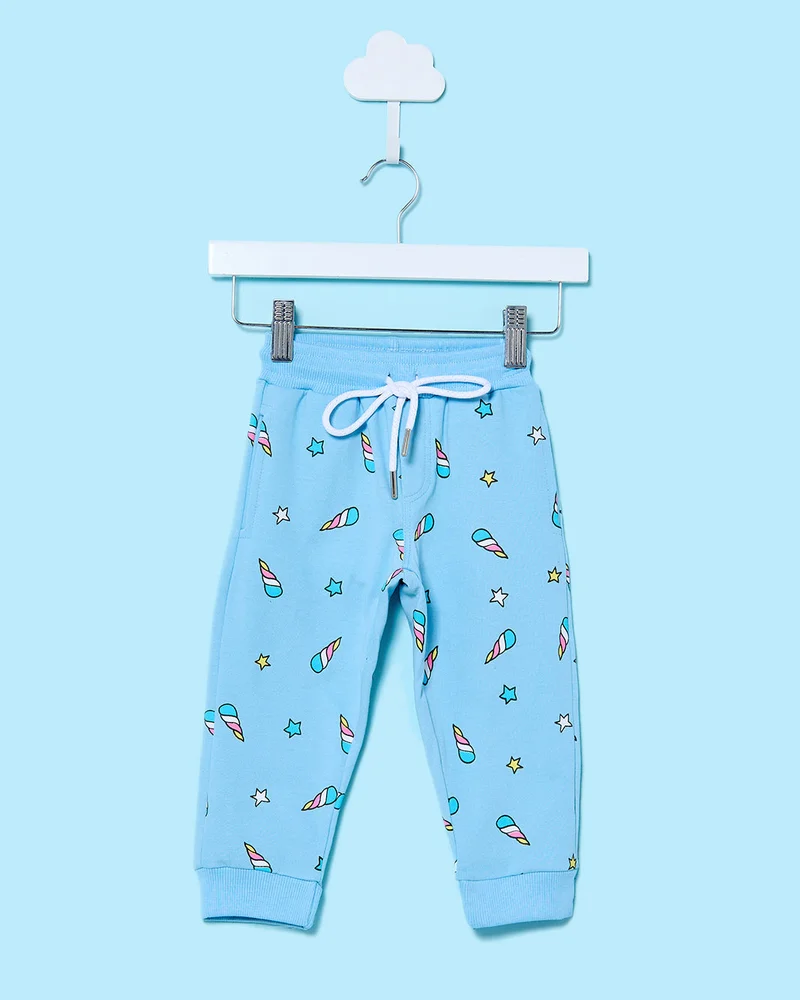REDTAG Infant Girls Blue Print Active Pants