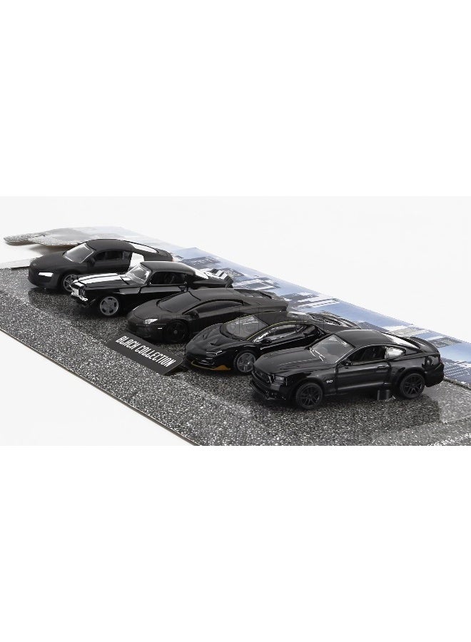 Bburago Black Collection Die-Cast Cars (1:64, Black, 5 Cars) - Image 3
