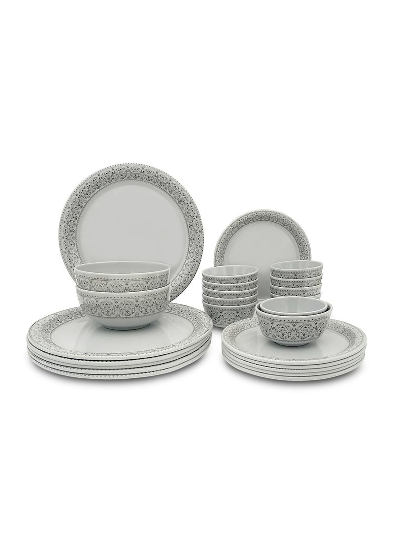 Superware SUPERWARE | Food Grade Melamine | Dinner Set - Manila Gray Lava (26 pcs.) | Stain Free, Glazed Finish  - Image 1