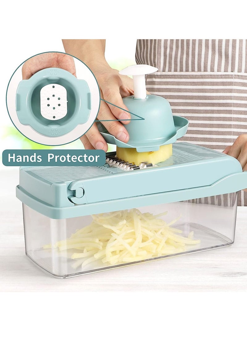 Generic Vegetable Chopper,Senbowe Multifunctional 13-in-1 Food Choppers Onion Chopper Vegetable Slicer Cutter Dicer Veggie chopper with 8 Blades,Colander Basket,Container for Salad Potato Carrot Garlic  - Image 2