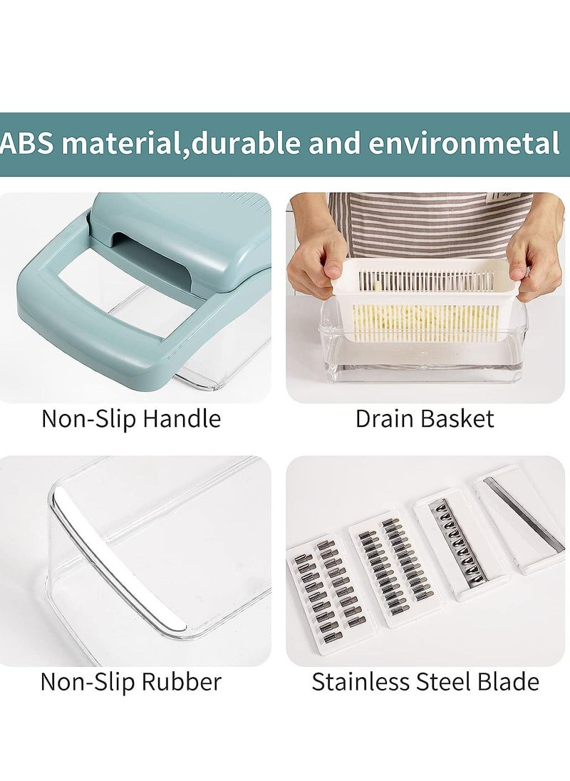Generic Vegetable Chopper,Senbowe Multifunctional 13-in-1 Food Choppers Onion Chopper Vegetable Slicer Cutter Dicer Veggie chopper with 8 Blades,Colander Basket,Container for Salad Potato Carrot Garlic  - Image 5