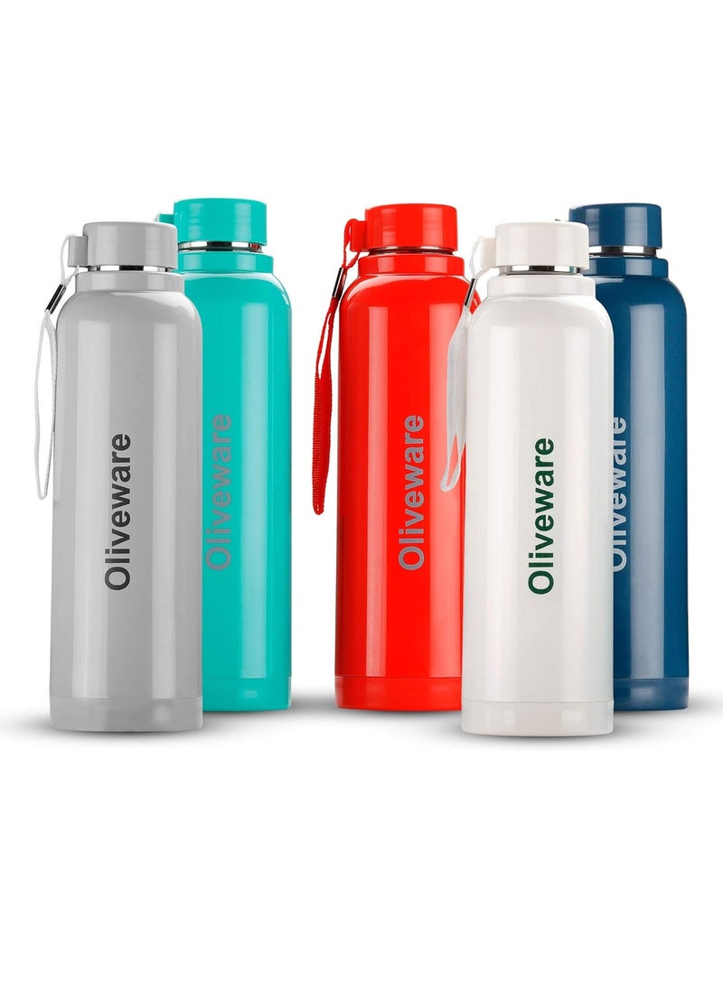 oliveware Aura Insulated Stainless Steel Bottle - Red | Keep Hot & Cold for Long Hours | Fits Bags & Fridge | Strap for Easy Carry - 690ml - Image 3