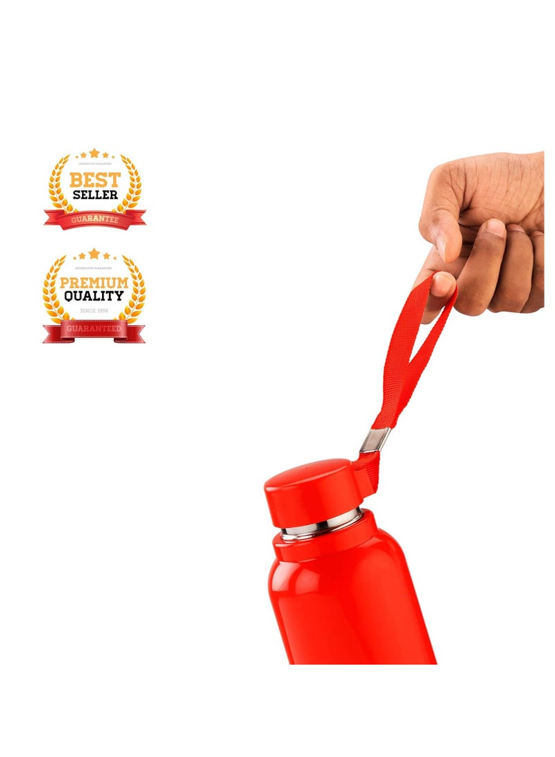 oliveware Aura Insulated Stainless Steel Bottle - Red | Keep Hot & Cold for Long Hours | Fits Bags & Fridge | Strap for Easy Carry - 690ml - Image 4