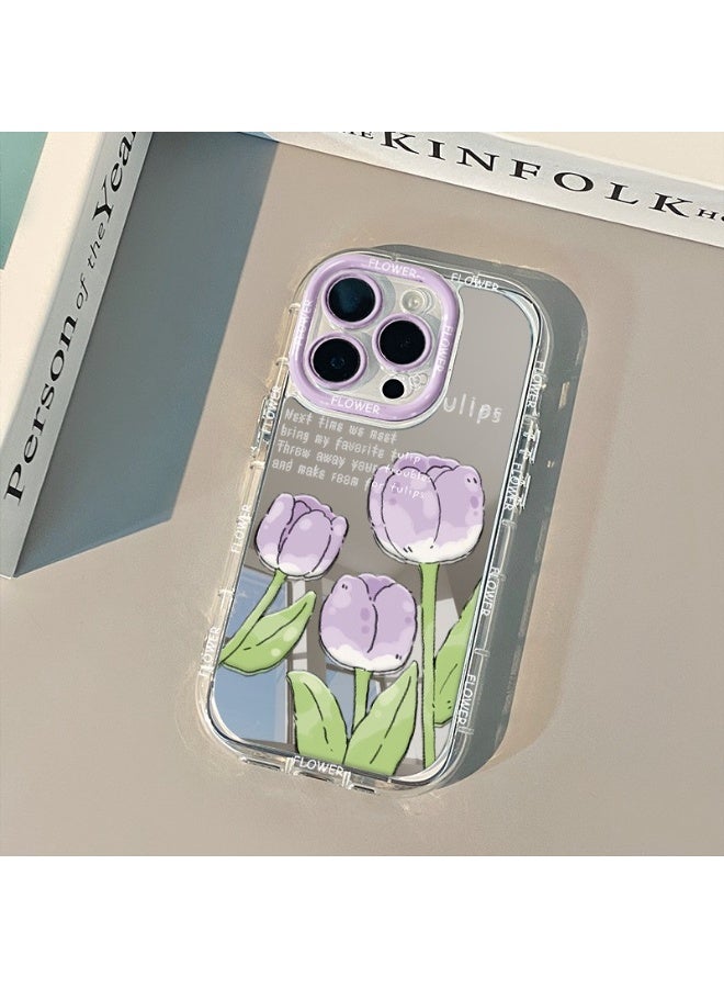 NIBEMINENT Purple Tulip Protective TPU Case Cover For iPhone 15 Pro Max