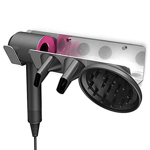 Generic INDIAN DECOR 50762 Hair Dryer Wall Mount Holder Metal Wall Bracket Holder Hair Dryer Diffuser and Two Nozzles  - Image 1