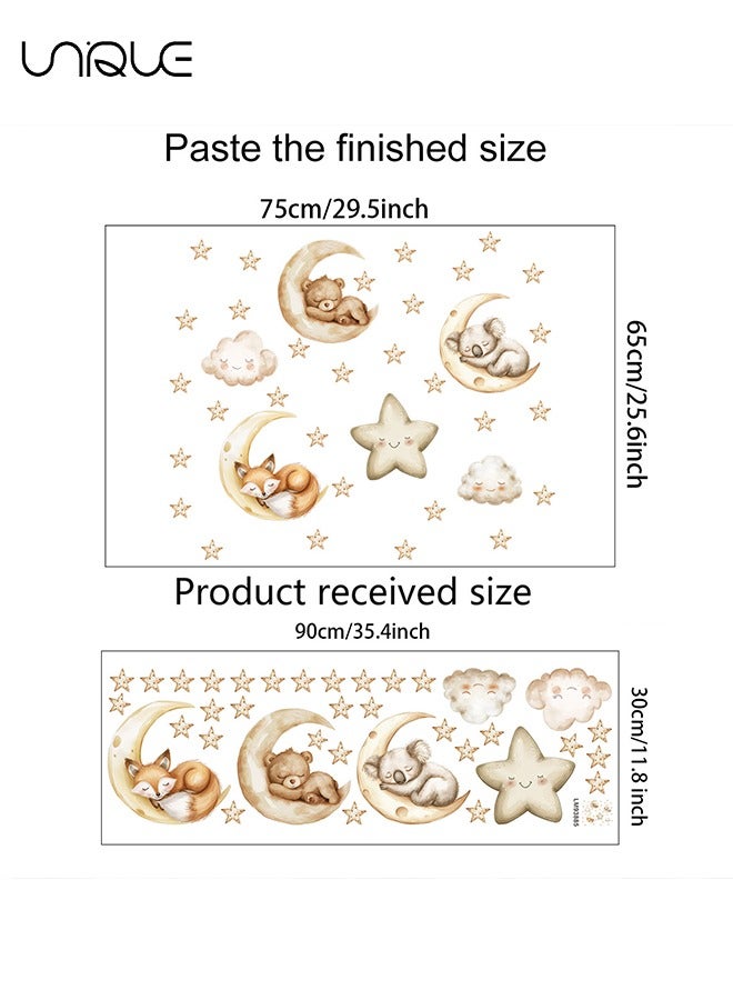 Unique Cartoon Good Night Bear Wall Stickers, Clouds and Stars Moon Wall Stickers, DIY Movable Large Art Deco, Peel & Paste, Suitable for Kids, Baby Boys, Girls, Playroom Bedroom Decoration - Image 2