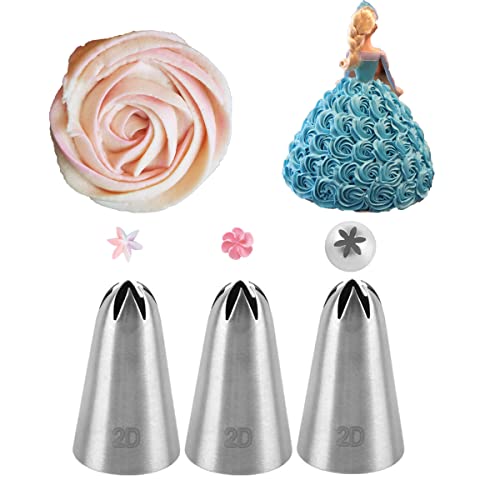 2D Icing TipLarge Drop Flower Piping Tip2D Tip for Cake DecoratingOpen Star3 Pcs