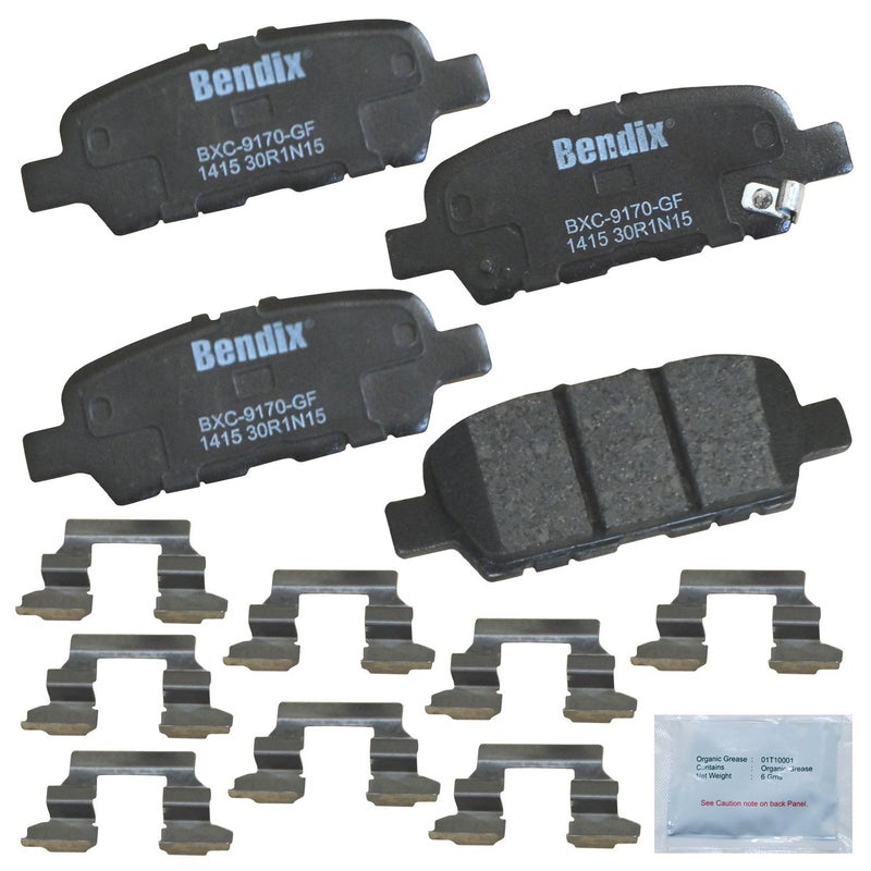 Bendix Priority1 CFC1415 Rear Brake Pads for INFINITI EX35EX37FX35G25G37JX35M35hM37Q40Q50Q60Q70Q70LQX50QX60QX70Nissan 370ZAltimaJukeLEAFMaximaMuranoPathfinderQuestRogueSport