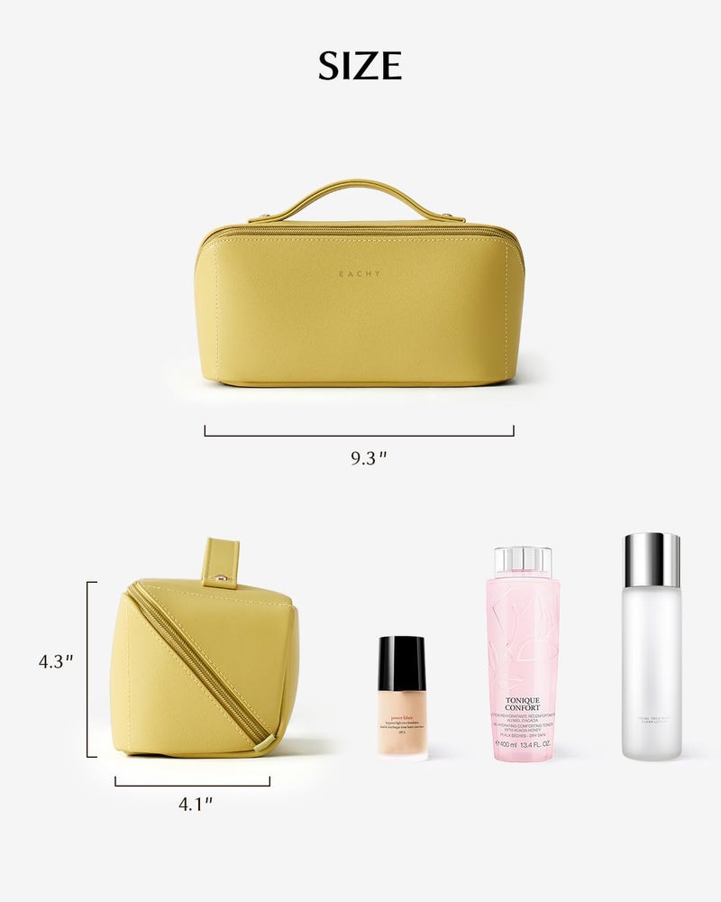 EACHY Travel Makeup Bag,Large Capacity Cosmetic Bags for Women,Waterproof Portable Pouch Open Flat Toiletry Bag Pattern Makeup Bag - Image 4