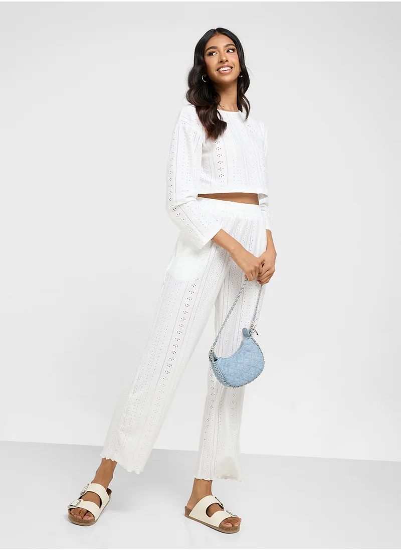 جينجر Pointelle Top & Pant Coord Lounge Set