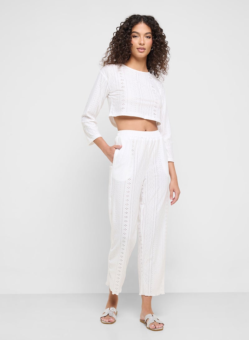 Ginger Pointelle Top & Pant Coord Lounge Set  - Image 1