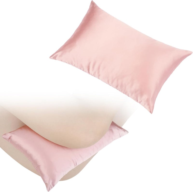 HapiPoppy Knee Pillow Leg Pillows 11" x 7.8" Silky Small Hip Support Pillows Smooth Cooling Between Legs for Side Sleepers Sciatica Joints Pain Relief Machine Washable Post Surgery Cushion Gifts, Satin Coral - Image 1