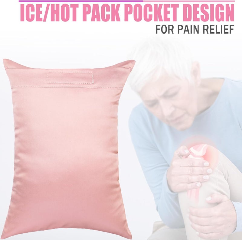 HapiPoppy Knee Pillow Leg Pillows 11" x 7.8" Silky Small Hip Support Pillows Smooth Cooling Between Legs for Side Sleepers Sciatica Joints Pain Relief Machine Washable Post Surgery Cushion Gifts, Satin Coral - Image 3