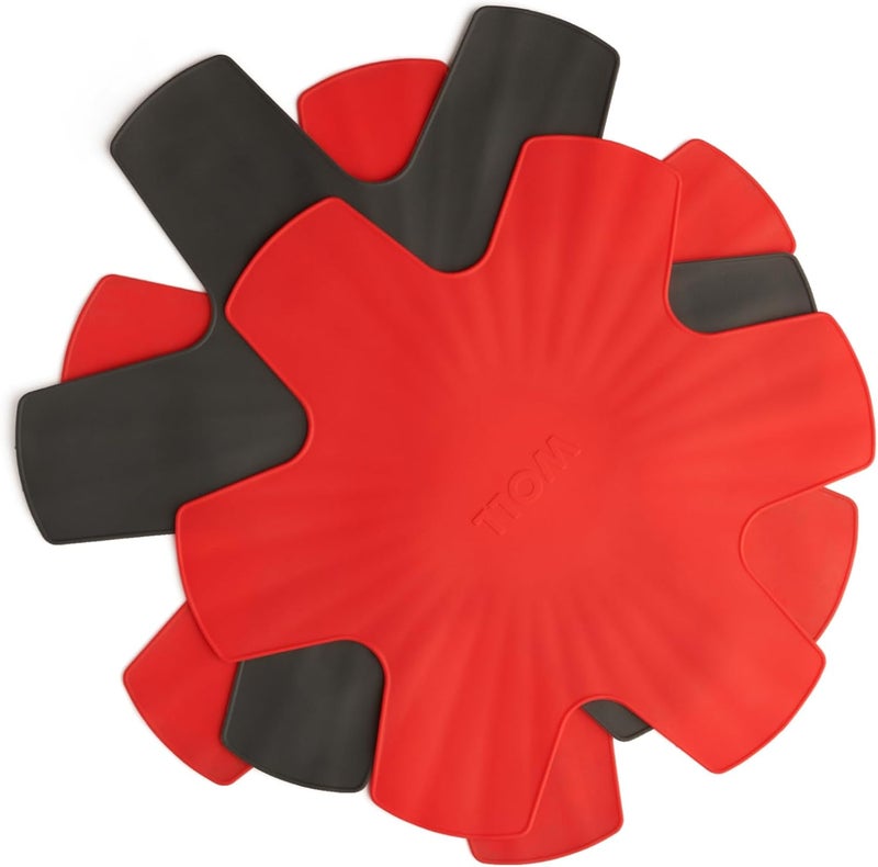 Woll Silicone Pan Protectors for Cookware, Set of 3, Red/Gray - Image 2